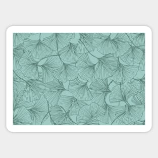 Ginkgo Biloba Tree Leaves Vintage Pattern in Blue Sticker